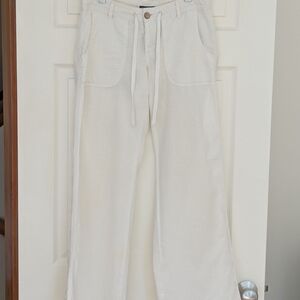 GAP Off-white Hadley Wide Leg Linen Blend Pants